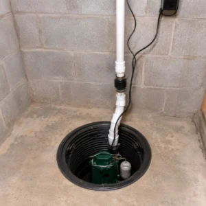 newly installed sump pump in port chester ct basement